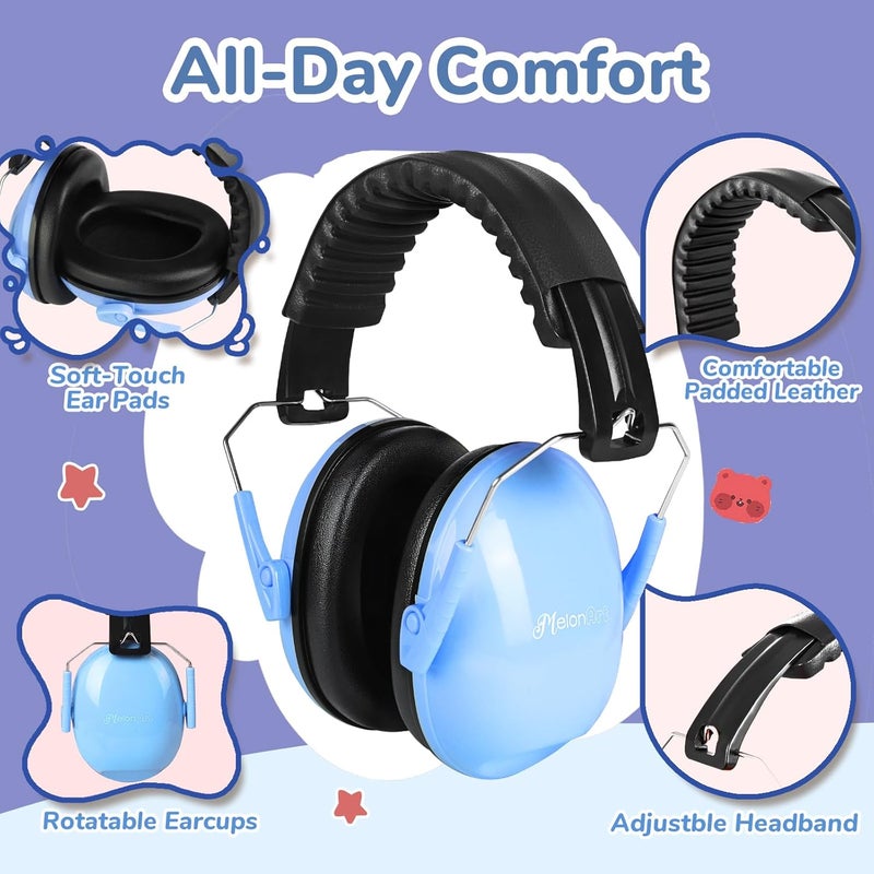 MelonArt Noise Cancelling Headphones for Kid Adult, 3PCS Kids Ear Hearing Protection 27dB Noise Reduction Earmuffs for Autism Sensory Toddler Soundproof Headphones for Shooting/Monster Truck/Concert - Image 3